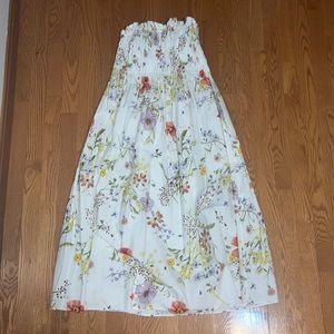 H&M strapless floral midi dress